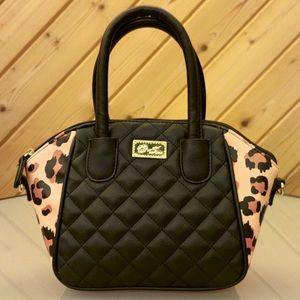 Betsey Johnson “Luv Betsey” quilted black/leopard print satchel